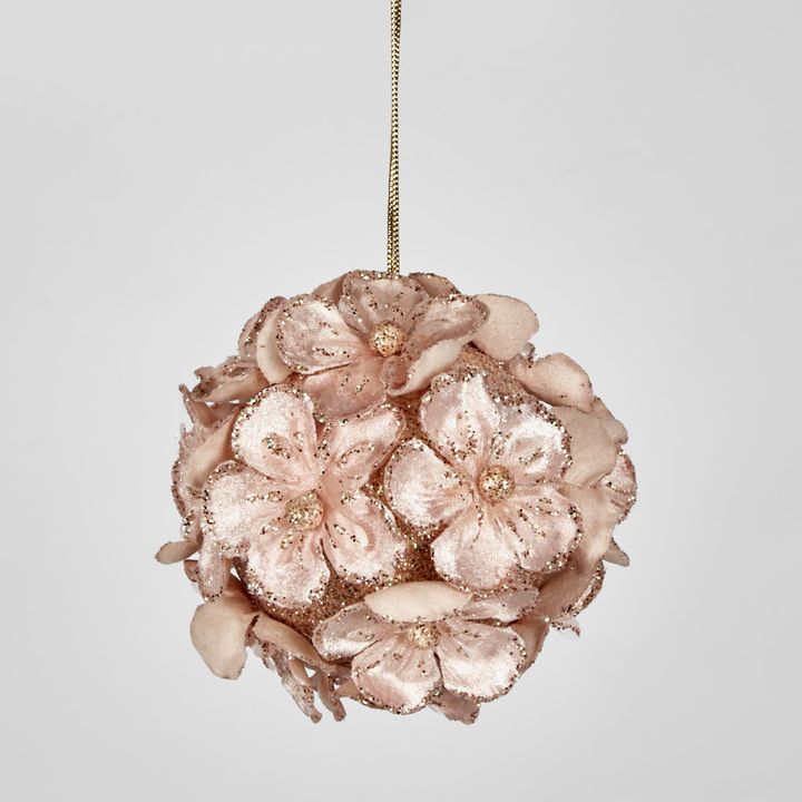 Hydrangea Hanging Ball Ornament Light Pink