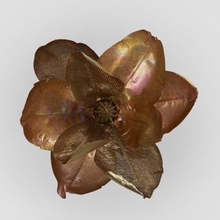 Luxe Metallic Clip On Magnolia Flower Old Gold