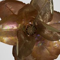 Luxe Metallic Clip On Magnolia Flower Old Gold