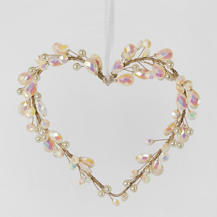 Opal Gem Hanging Heart Ornament