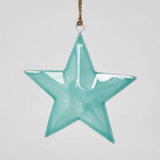 Benny Iron Hanging Star Ornament Aqua Blue