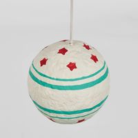 Mache Hanging Ball Ornament Red (Set of 4)