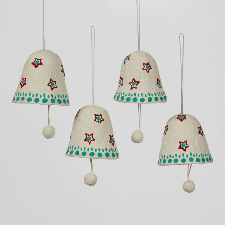 Mache Hanging Bell Ornament (Set of 4)