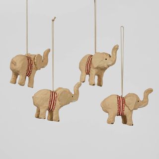 Mache Elephant Hanging Ornament (Set 0f 4)