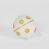 Mache Hanging Ball Ornament White (Set of 4)