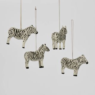 Mache Zebra Hanging Ornament (Set of 4)