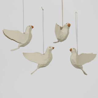 Mache Bird of Peace Hanging Ornament (Set of 4)
