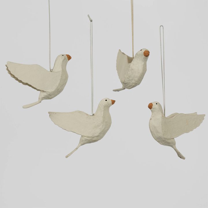 Mache Bird of Peace Hanging Ornament (Set of 4)