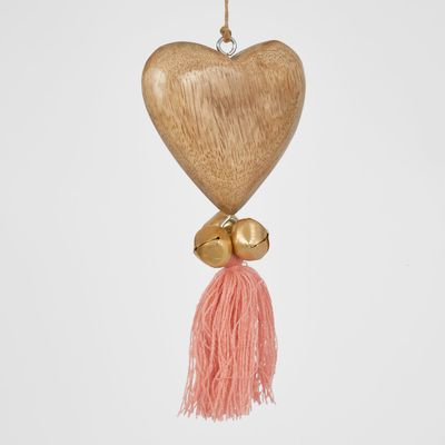 Kaygee Hanging Wooden Heart Pink