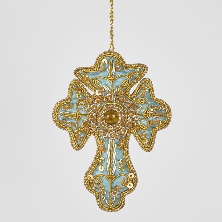 Gilded Hanging Cross Decoration