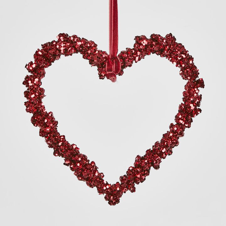 Shimmer Hanging Heart Red MED