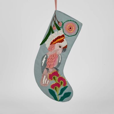 Galah Embroidered Stocking Blue