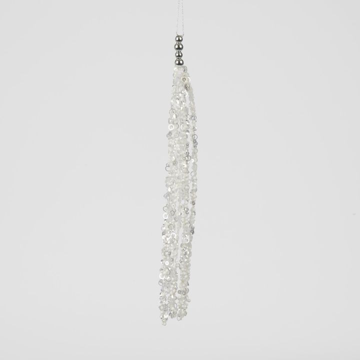 Milla Hanging Sequin Tassel White