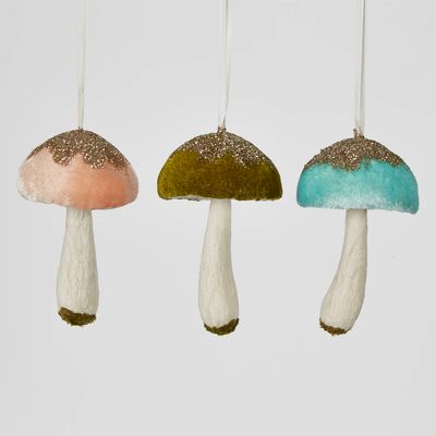 Little Hanging Mushroom Ornament Blue