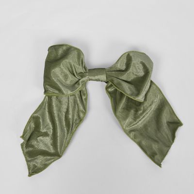 Velvet Clip on Bow LGE Green