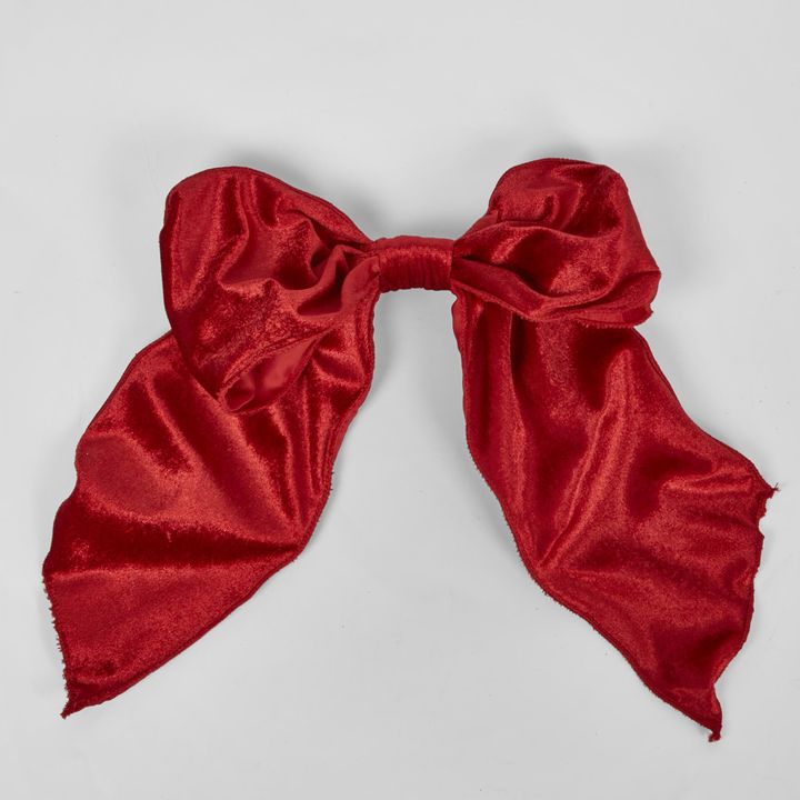 Velvet Clip on Bow LGE Red