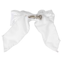 Velvet Clip on Bow SML White