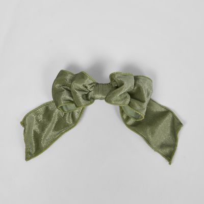 Velvet Clip on Bow SML Green