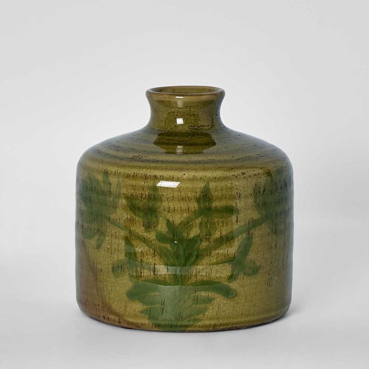 Mae Terracotta Green Small Vase