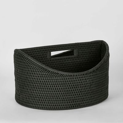 Paume Rattan Magazine Holder  Black