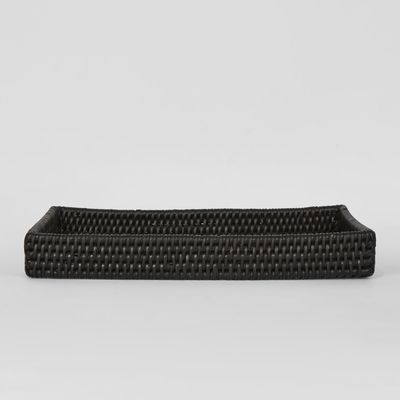 Paume Rattan Tidy Tray Black