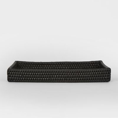 Paume Rattan Tidy Tray Black