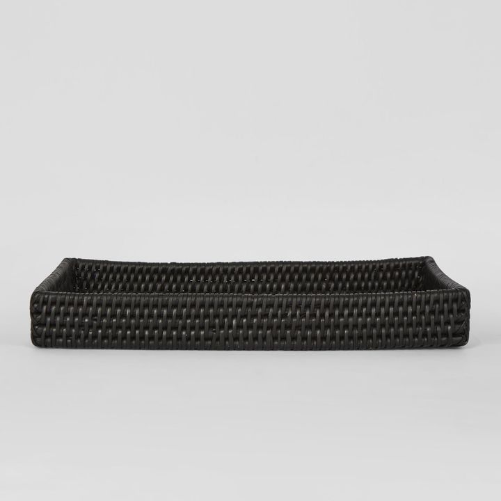 Paume Rattan Tidy Tray Black