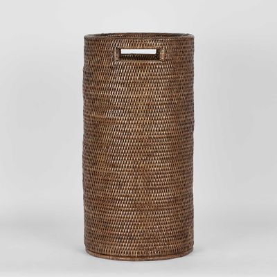 Paume Rattan Umbrella Stand Antique Brown