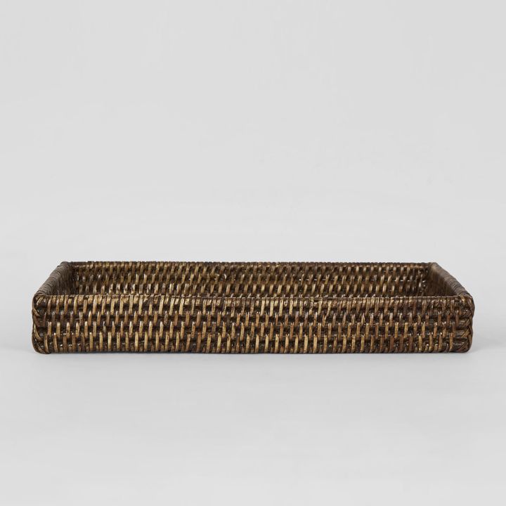 Paume Rattan Tidy Tray Antique Brown