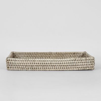 Paume Rattan Tidy Tray White Wash