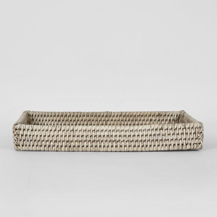 Paume Rattan Tidy Tray White Wash