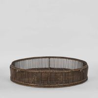 Luca Rattan Round  Tray Set 2 Tray Antique Brown