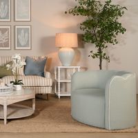 Camille Scallop Armchair Seafoam with White Piping