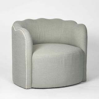 Camille Scallop Armchair Seafoam with White Piping