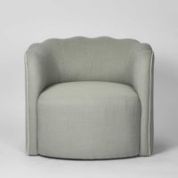 Camille Scallop Armchair Seafoam with White Piping