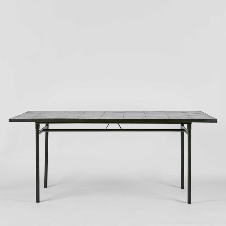 Sheffield Iron/Tiled Outdoor Dining Table Black