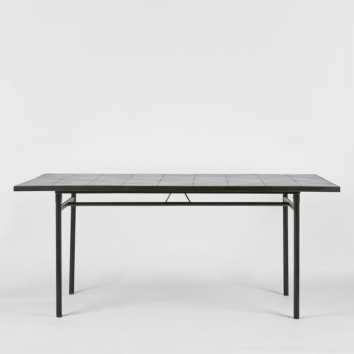 Sheffield Iron/Tiled Dining Table Black -Outdoor