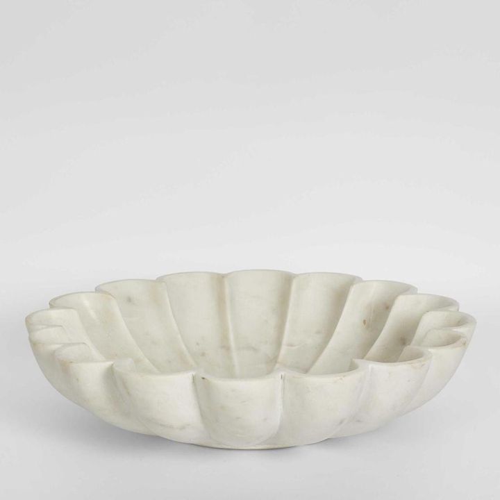 Flora Marble Bowl White Large