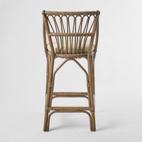 Cayman Rattan Hamptons Bar stool Natural W/Cream Cushions & Footrest