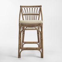Cayman Rattan Hamptons Bar stool Natural W/Cream Cushions & Footrest