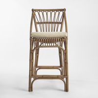 Cayman Rattan Hamptons Barstool Natural W/Cream Cushions & Footrest