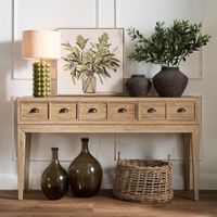 Columbus Oak 6 Drawer Console Hall Table