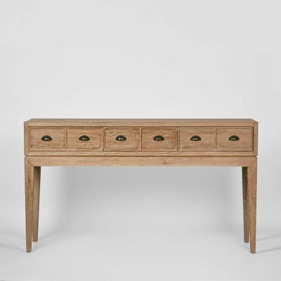 Columbus Oak 6 Drawer Hall Table