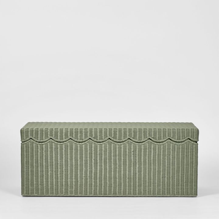 Belle Rattan Storage Bench Green - Outdoor Undercover