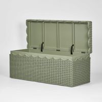 Belle Rattan Storage Bench Green - Outdoor Undercover