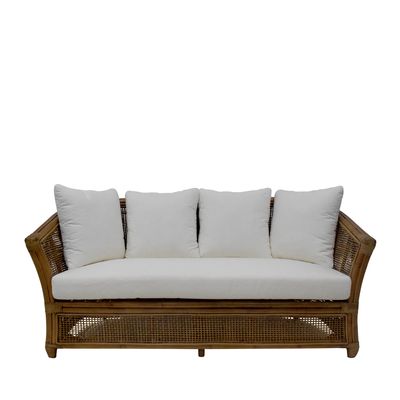 Cayman 2 Seat Rattan Sofa Cream Cushion