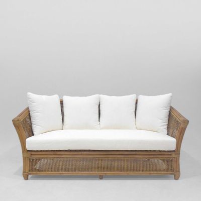 Cayman 2 Seat Rattan Sofa Cream Cushion