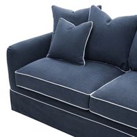 Slip Cover Only - Noosa Hamptons 2.5 Seat Sofa Navy W/White Piping