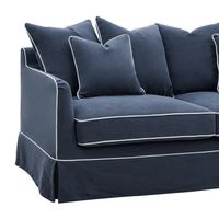 Slip Cover Only - Noosa Hamptons 2.5 Seat Sofa Navy W/White Piping