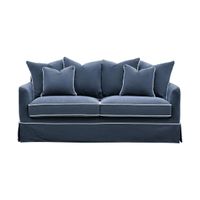 Slip Cover Only - Noosa Hamptons 2.5 Seat Sofa Navy W/White Piping